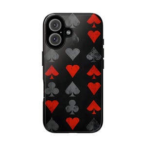Playing Card Phone Case: Hearts & Spades 3D Wrap - iPhone 16