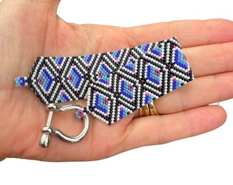 Miyuki Cuff Bracelet-Beaded Bracelet-Handmade Bracelet Boho Chic Style-Statement Geometrical Bracelet-Miyuki Wide Cuff-Fashion Bracelet