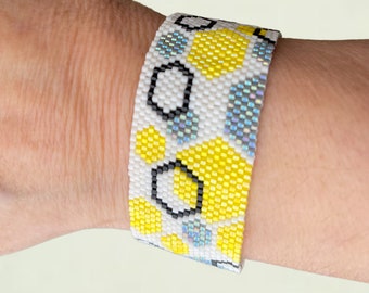 Miyuki Cuff Bracelet-Miyuki Geometric Bracelet-Miyuki Beads Bracelet- Miyuki Custom Jewelry-Gift For Mom-Miyuki Peyote Bracelet