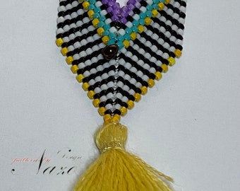 Triangle Pendant -  Native American Patterned Jewelry - Jewelry Lightweight - Triangle Micro Tassel
