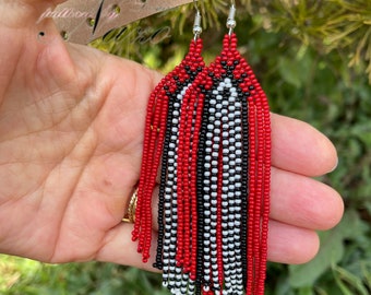 Tribal Seed bead/ Colorful Emerald Green/ Local Seed beads /Dangle Fringe earrings /Gypsy Boho earrings /five pairs of earrings 80 dollars