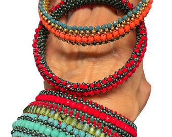 Tutorial Beaded Right Angle- Dıy Bracelet Beads - Craw Bracelet - Beadwoven Bracelet with Crystal Accents-Tutorial Raw Bracelet