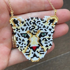 Tiger Head Necklace - Tiger Head Pendant - Miyuki Delica Tiger - Handmade Tiger Head - Tiger FaceHead Necklace - Peyote Tiger Pendant
