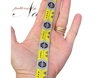 Miyuki Bracelet-Yellow&Silver Peyote Bracelet-Cuff Stunning Gift-Boho Geometric - Beaded Bracelet
