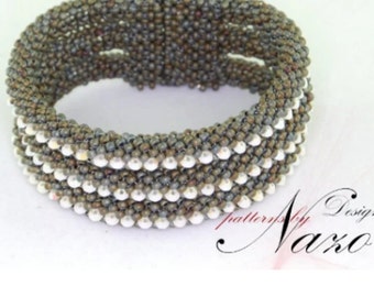Bead Pattern - Dıy Bracelet Beads - Beaded Cuff Pattern -  It's not crochet - It is a new technique.