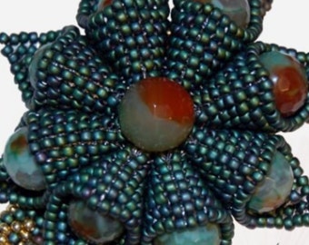 Bead Pattern - Flora ... - Beaded Necklace Brooch Ring Tutorial