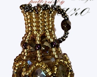 Miniature Beaded Pendant-Beading Tutorial Amphora Pendant-Beaded Pendant Tutorial-Beaded Bottle-Miniature Beaded Pendant-instant download