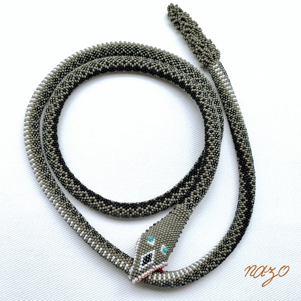 Snakes Necklace - Bead Crochet Necklace - Beads Snake Choker - Snake Flower - Antique Turkish Snake - Snakes jewellery-valentine's day gift