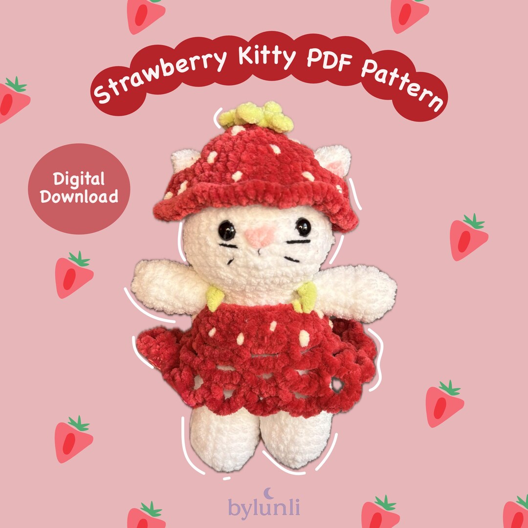 Daniel Kitty Pattern Cute Kitty PDF Pattern - Strawberry Outfit - DYI Cat Pattern - Etsy