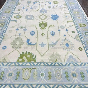 Hand Knotted Oushak Rug, Soft Premium Turkish wool Oushak Hand knotted Persian Rug: Sweet Bonnie Wool Rug for living room Oushak area rug