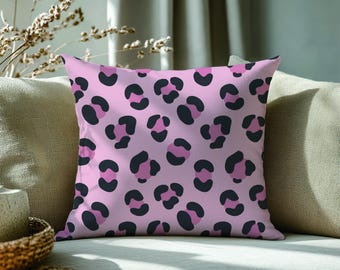 Pink Leopard Print Pillow Cover – Modern Cheetah Spots Accent Cushion for Sofa, Bedroom, Nursery, 40x40 45x45 50x50 35x55 cm