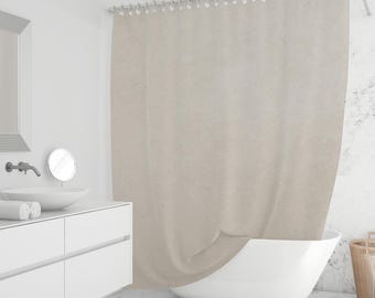 Beige Stone Texture Shower Curtain Neutral Linen Look Minimal Japandi Scandi Bathroom Fabric Custom Sizes