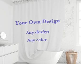 Cortina de ducha personalizada con foto, logotipo y texto. Tela impermeable. Decoración para baño. Impresión bajo pedido (tamaños personalizados).