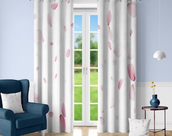 Pink Rose Petal Curtains Room Darkening Floral Drapes Custom Size 1 or 2 Panels Bedroom Living Room Nursery Grommet Rod Pocket Pinch Pleat