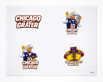 Fan Inspired Chicago is Just Grater Sticker 4 Pack, Chicago Football Stickers