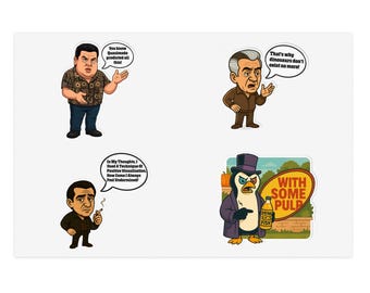 Sopranos Parody Sticker Pack, Funny Mobster Quote Stickers, Cartoon Mafia Vinyl Decals, Pop Culture Humor Stickers