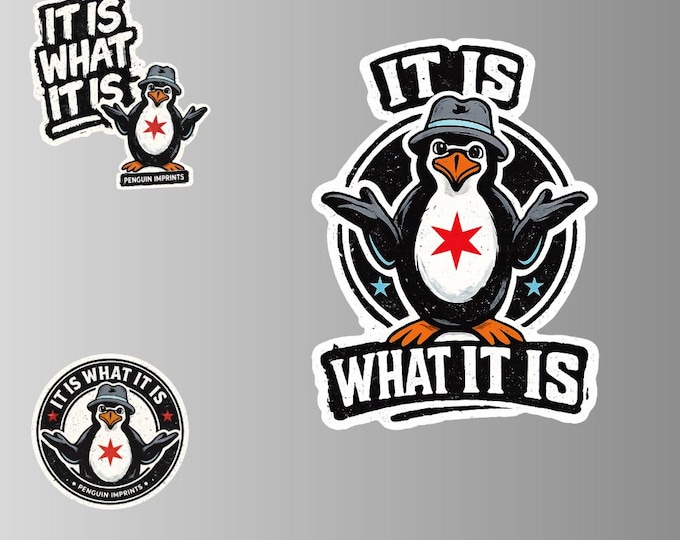 Featured listing image: It Is What It Is Sticker Pack (3 Styles), Self Acceptance and ACT Therapy Quote, 6x6 Vinyl Stickers, Social Emotional & Feelings Sticker
