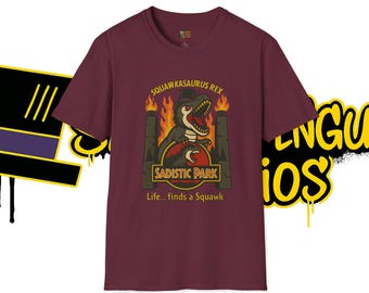 Squawkasaurus Rex Penguin Tee – Retro Parody Dino Shirt – Funny Bird-Dinosaur Mash-up Graphic Tee