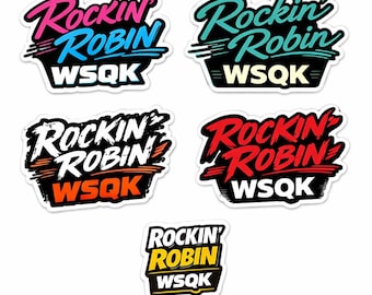Rockin’ Robin WSQK Retro Radio Sticker Pack | Hawkins Indiana Stranger Things Gift | The Squawk Parody Vinyl Stickers (Set of 5)