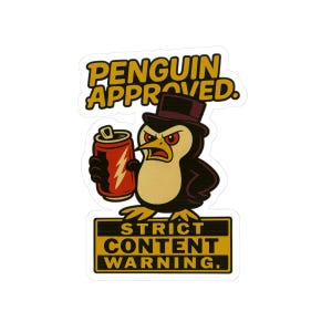Street Style Penguin Sticker – Grumpy Parental Advisory Waterproof Decal