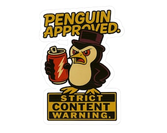 Street Style Penguin Sticker – Grumpy Parental Advisory Waterproof Decal