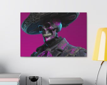 Mariachi Skull Canvas Art, Modern Pop Art, Housewarming Gift