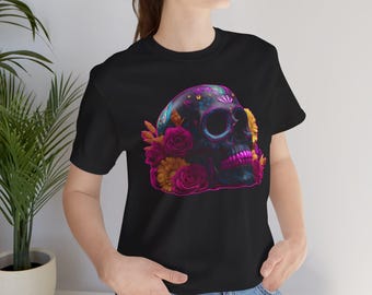 Dia de los muertos shirt, Mexican sugar skull shirt, Day of the dead shirt, Floral skull shirt, Skull with flowers, Candy Skull top