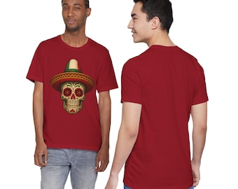 Mexican Sugar Skull T-Shirt with Sombrero, Día de los Muertos