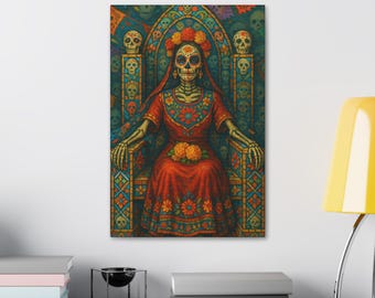La Catrina Canvas Art: Vibrant Dia de Muertos Wall Decor