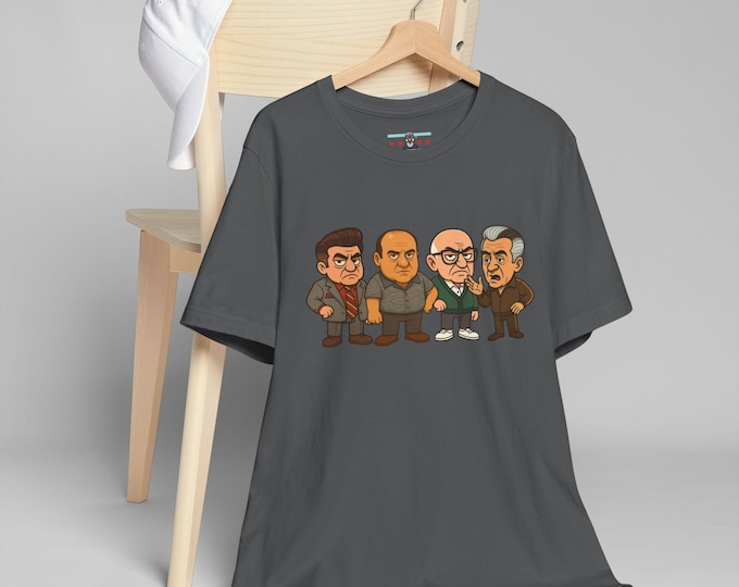 Featured listing image: Big Head Mafia Caricature Uncle Junior, Tony, Paulie, Silvio Tee, Sarcastic TV Gang Shirt, Classic Sopranos Humor, Pop Culture Cartoon Shirt