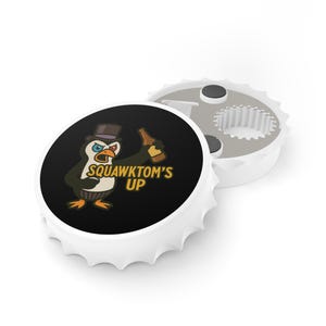 Squawktoms Up! Magnetic Bottle Opener  Funny Penguin Bar Tool for Adults & Beer Lovers