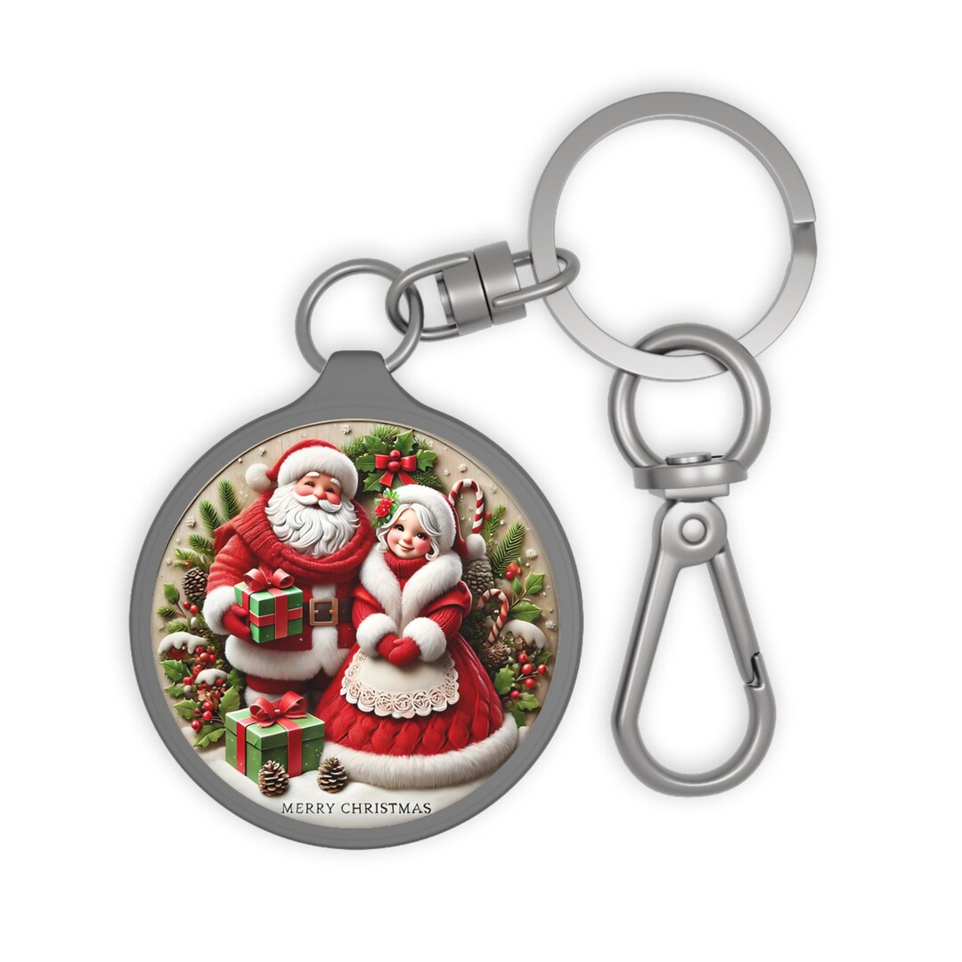 Santa Keychain Christmas Gift, Cute Xmas Couple Key Ring, Holiday ...