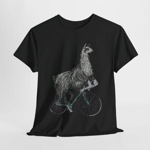 Funny Llama Riding Bike Graphic Tee: Quirky Unisex T-Shirt
