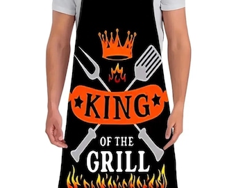 King of the Grill – Grappig BBQ-schort voor mannen | Perfect cadeau voor grillmasters
