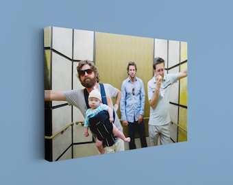 Comedy Movie Canvas Print - Funny Bachelor Party Wall Art, Iconic Elevator Scene Poster, Three Friends Man Cave Decor, Las Vegas Trip Gift