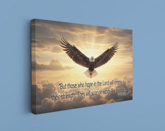 Isaiah 40:31 Eagle Bible Verse Canvas Wall Art, Christian Home Decor