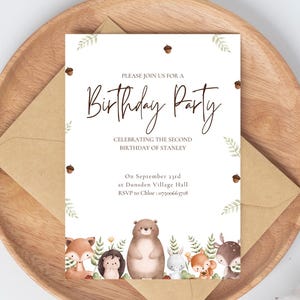 Party Invite Template - Woodland Theme