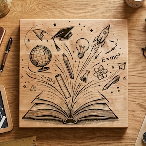 Book of knowledge SVG, Magic book PNG, Learning adventure design, School engraving file, Educational classroom decor