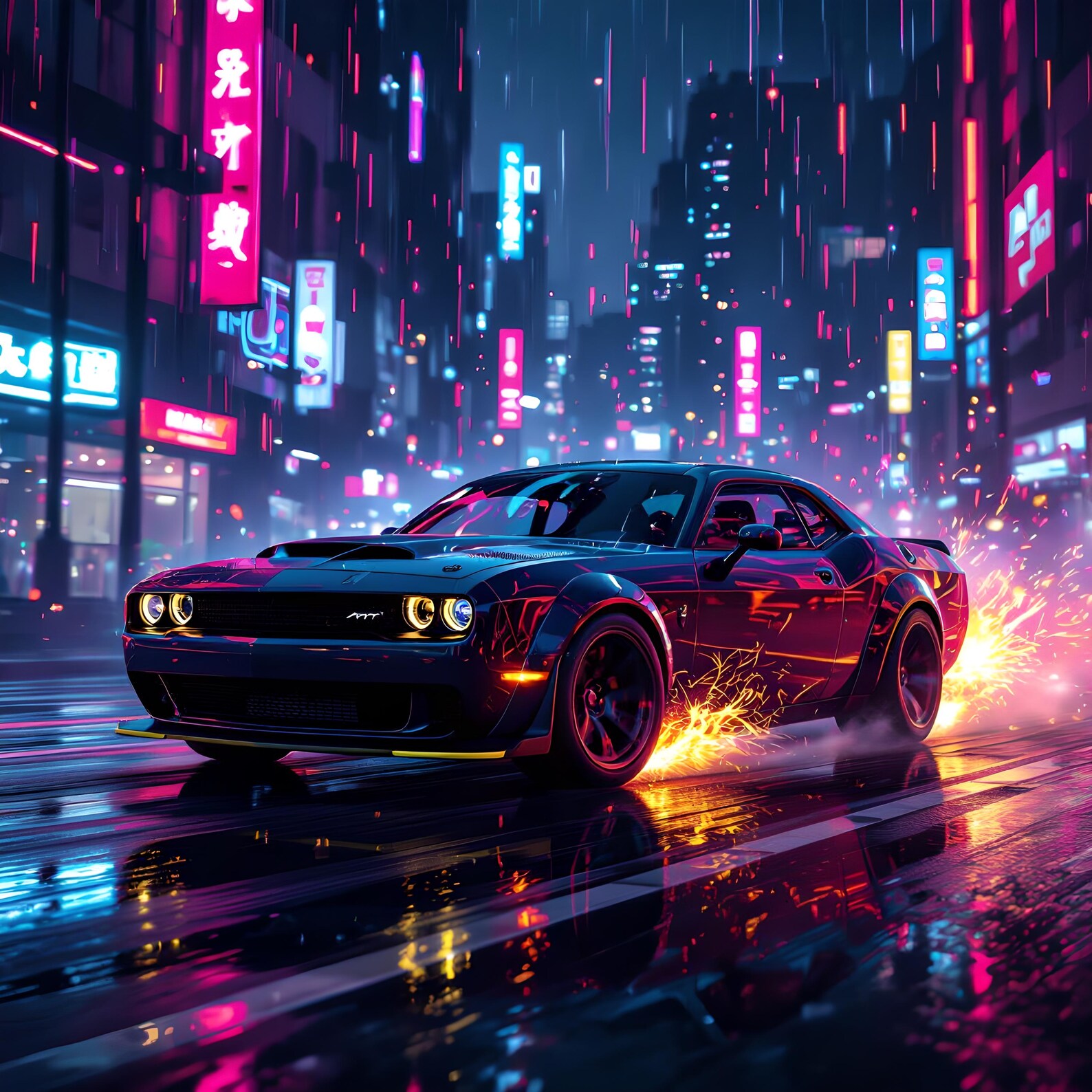 Cyber Hellcat Drag Racing Art: 4096x4096 Digital Print - Etsy