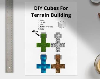 Printable 3D Blocks for DIY Craft, Pixel Art Papercraft Cubes, Digital Download PDF