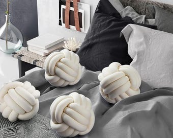 Black and White Houndstooth Knot Pillow for Sofa, Decorative Knot