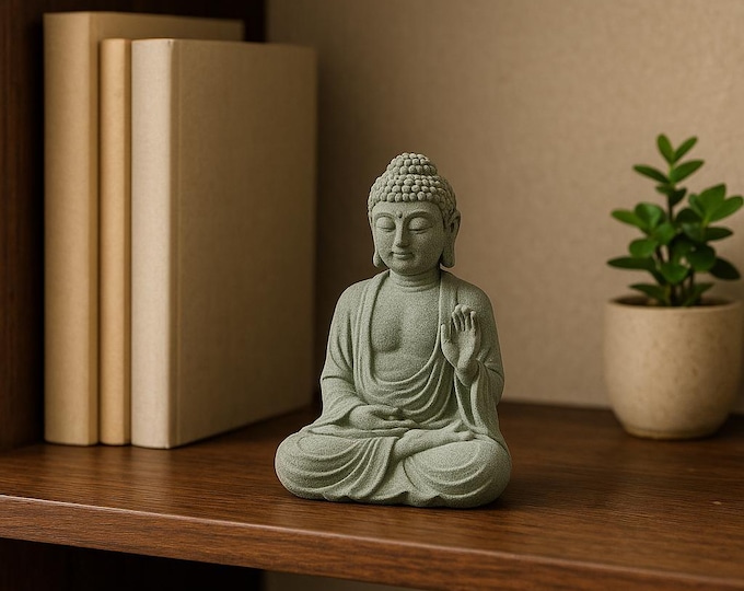 Mini Sandstone Buddha Statue: Zen Desk Decor, Meditation Gift