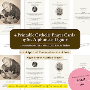 Printable Catholic Prayer Cards: St. Alphonsus Liguori, Vintage Style (PDF Download)