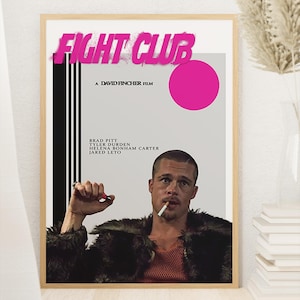 Fight Club - Fight Club Poster - Movie Poster Print - Brad Pitt - Tyler Durden - Digital Download - Home Decor - Wall Decor - Gift
