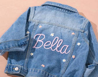Personalized Toddler Denim Jacket: Custom Embroidered Name, Kids Outfit