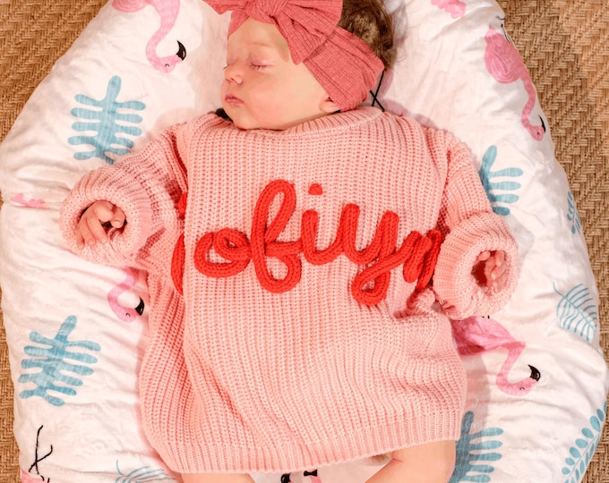 Personalized Baby Sweater | Hand Embroidered Name | Timeless Style