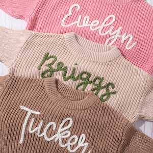 Personalized Baby Sweater Gift Embroidered with Child's Name, Custom Newborn or Toddler Jumper Outfit