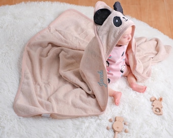 Personalized Baby Hooded Towel: Embroidered Cotton Bath Wrap