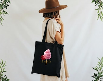 Valentine's Day Tote Bag "Sweetie" - Fabric bag with cotton candy motif | Romantic gift idea for him & her | Sustainable cotton bag