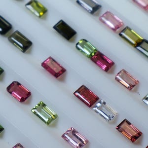 Baguette Cut Tourmaline Gemstone: 3x5mm Natural Multi-Color Stone